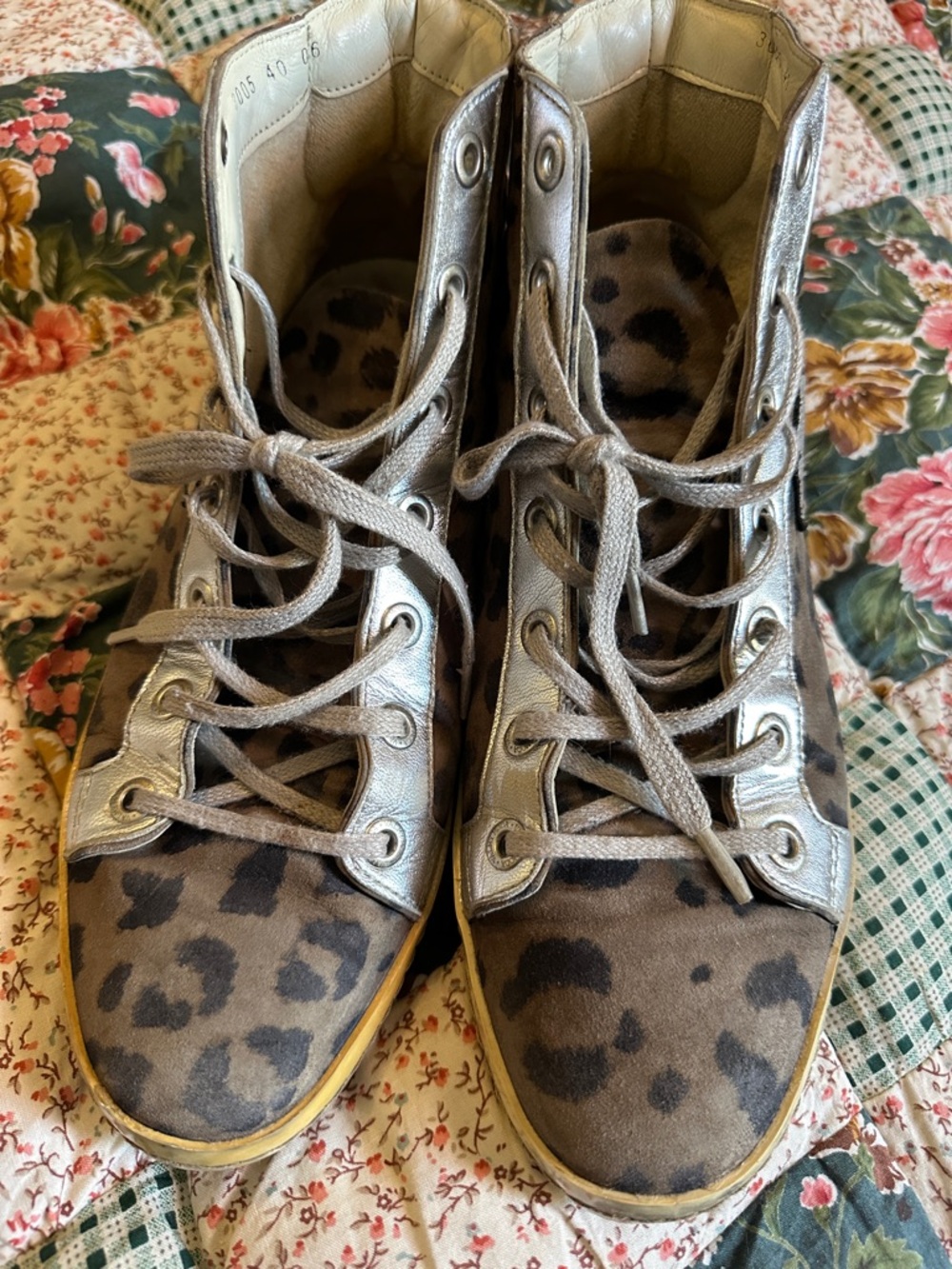 D—Women’s Leopard Print High-Top Sneakers
